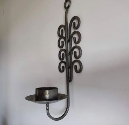 Hand-Forged Iron Wall Candle Holder